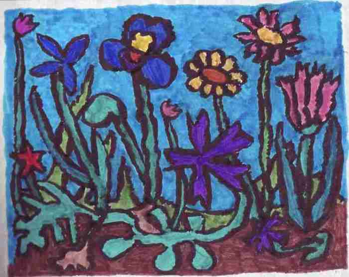 Blumen zum 80igsten- Filzstift, Papier, 12,5x10 cm