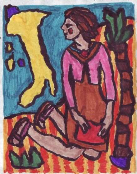 zurck aus Italien- Filzstift, Papier, 12,5x10 cm